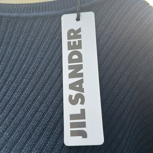 New JIL SANDER. SWEATER CROP LONG SLEEVE NAVY SIZE 38